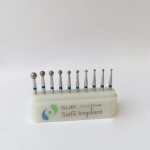 Kit de 10 fraises diamantées grain moyen têtes rondes FG - Safe Implant