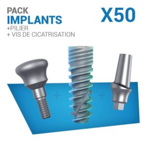 Pack de 50 implants + piliers + vis de cicatrisation - Safe Implant